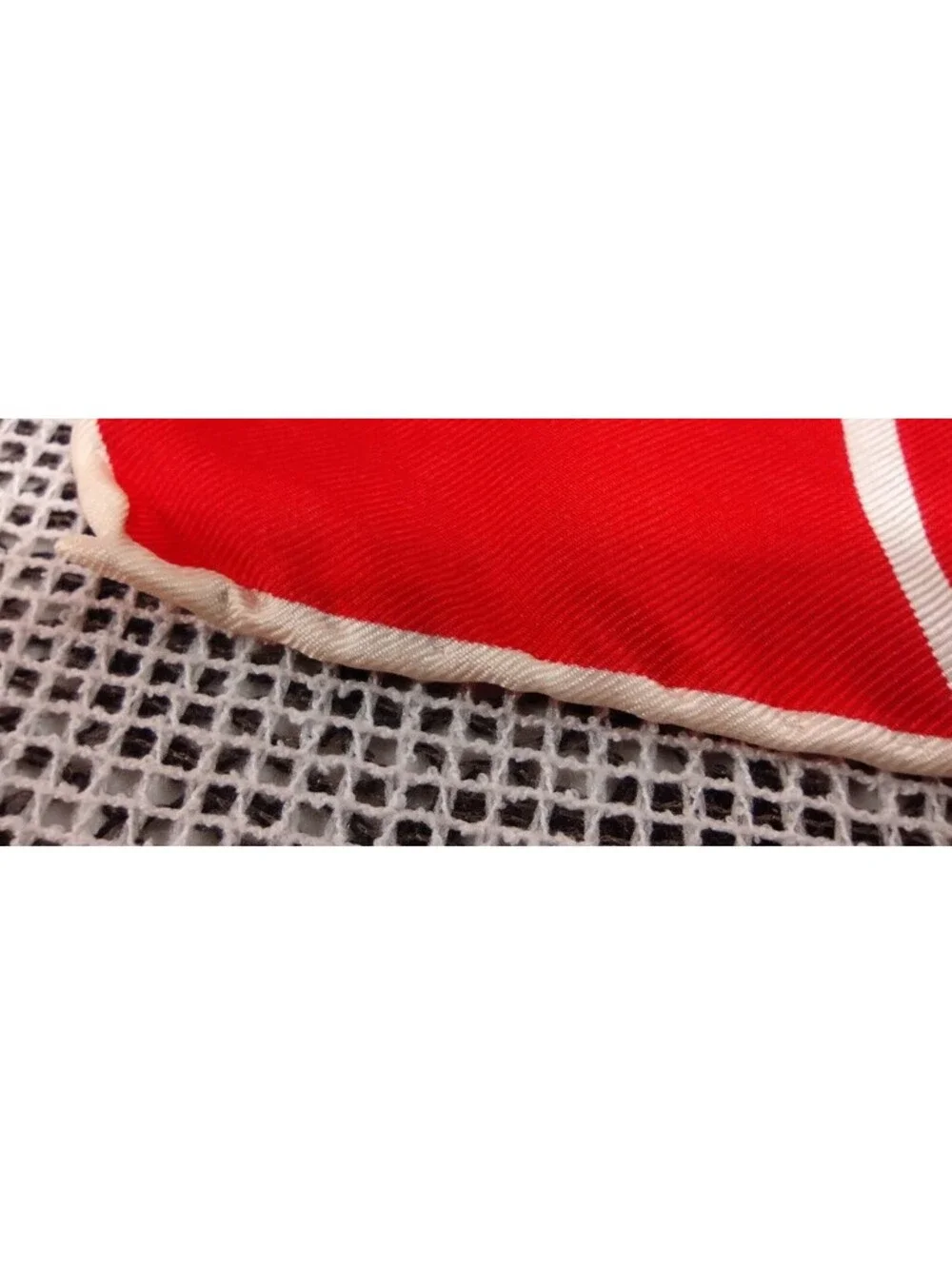 Vinage 1960s White DOTS Echo All Silk Scarf Red Orange White & Blue Polka Dots